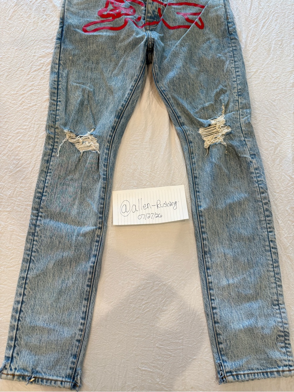 Icecream Light Blue Denim Jeans with Red Graphic